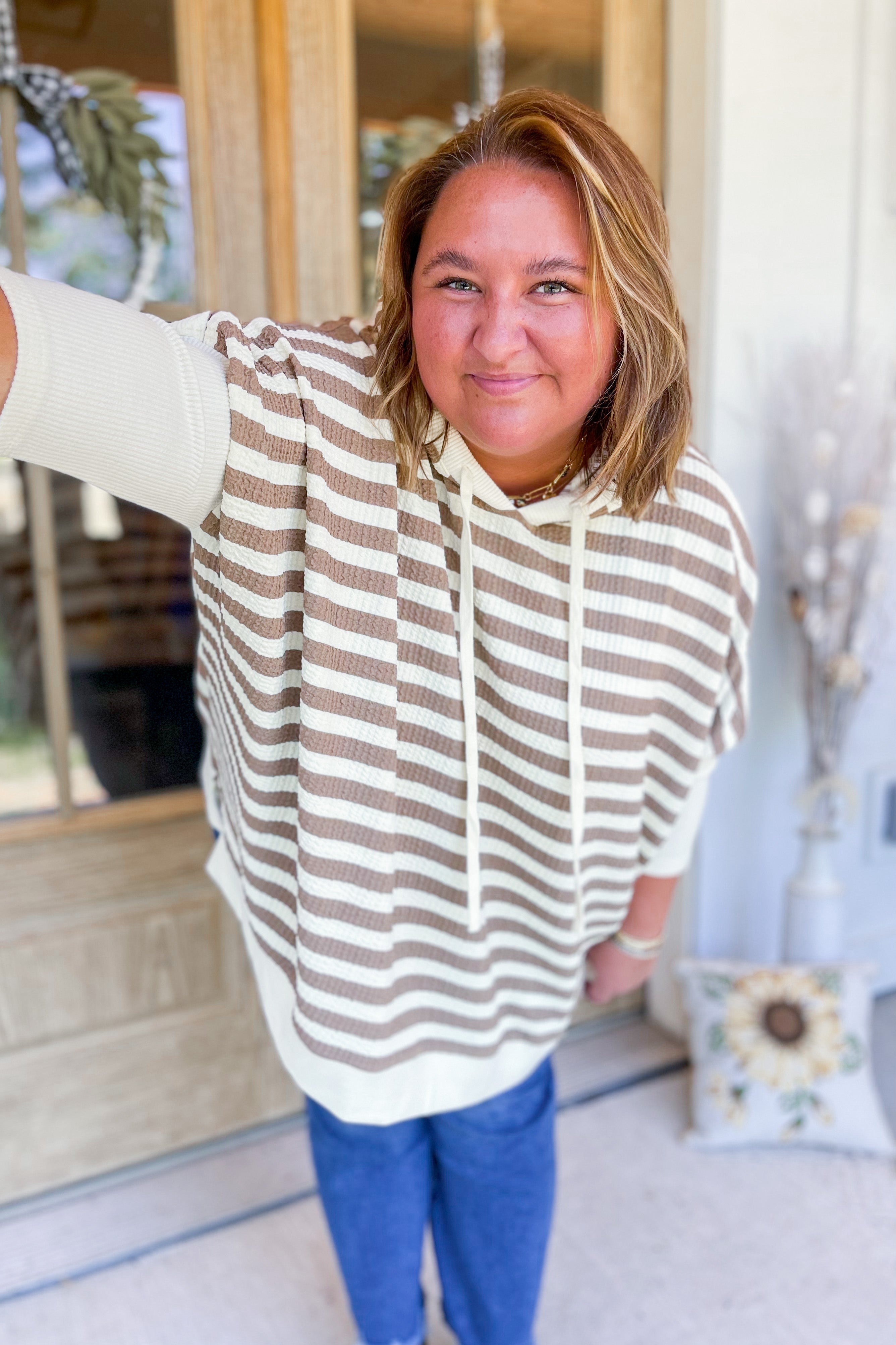 Michelle Stripe Mix Oversized Pullover Hoodie Top - Be You Boutique