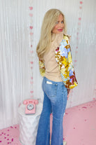 Hannah Floral Print Cable Knit Sweater - Be You Boutique