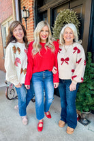 Christmas Sequin Bow Embroidered Oversize Sweatshirt - Be You Boutique