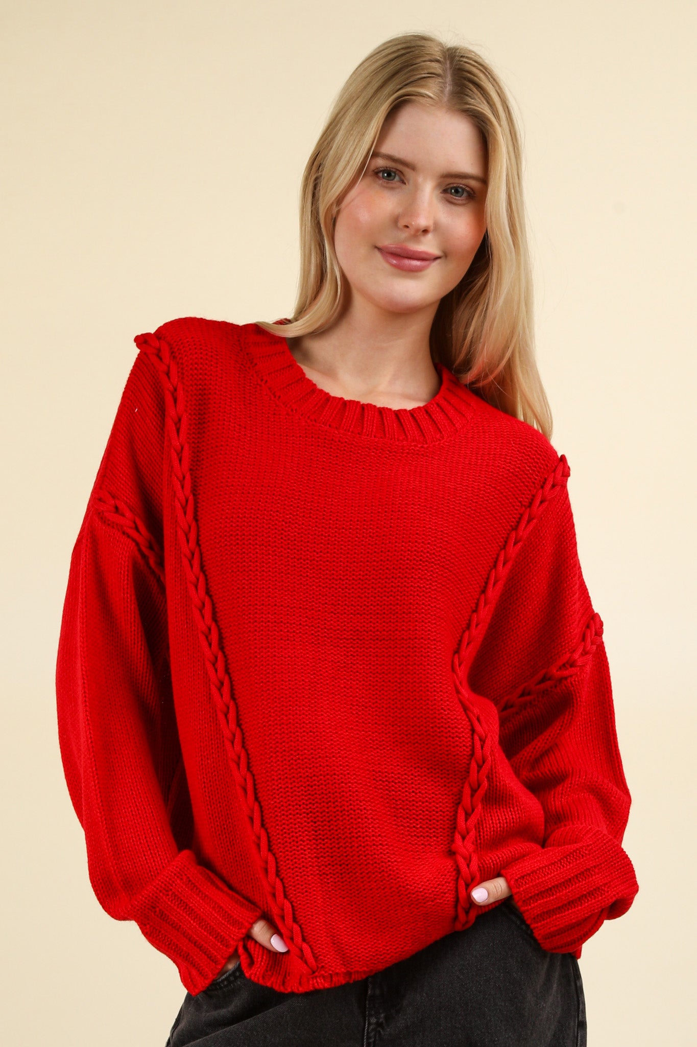 Scarlett Casual Knit Chunky Braid Sweater [S-3X] - Be You Boutique