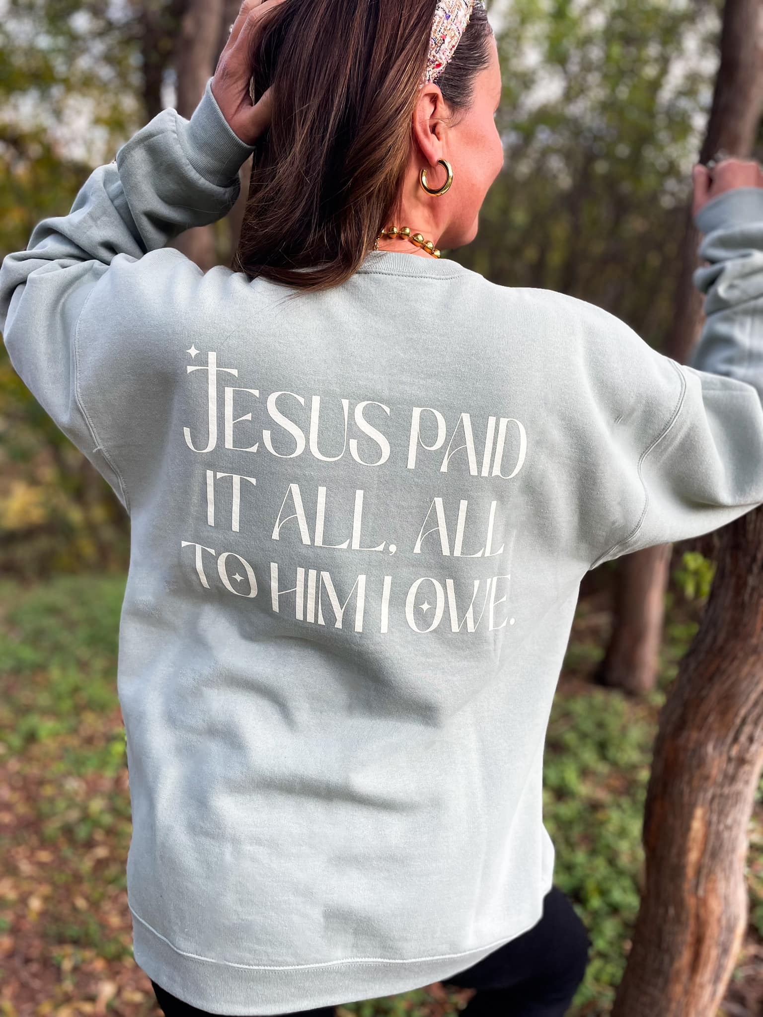 Oliver & Otis Christmas "Jesus Paid It All" Long Sleeve Crew Neck Graphic Sweatshirt - Be You Boutique