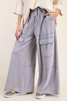 Jackson Mineral Washed Terry Knit Wide Cargo Pants - Be You Boutique