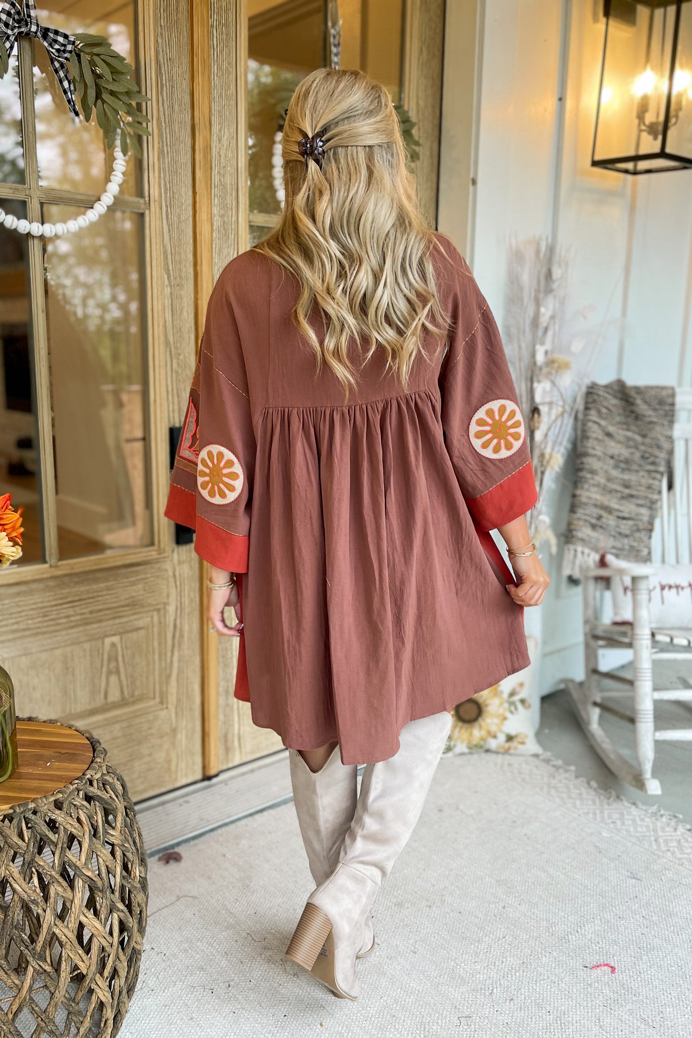 Tucker Embroidered 3/4 Sleeve Dress - Be You Boutique