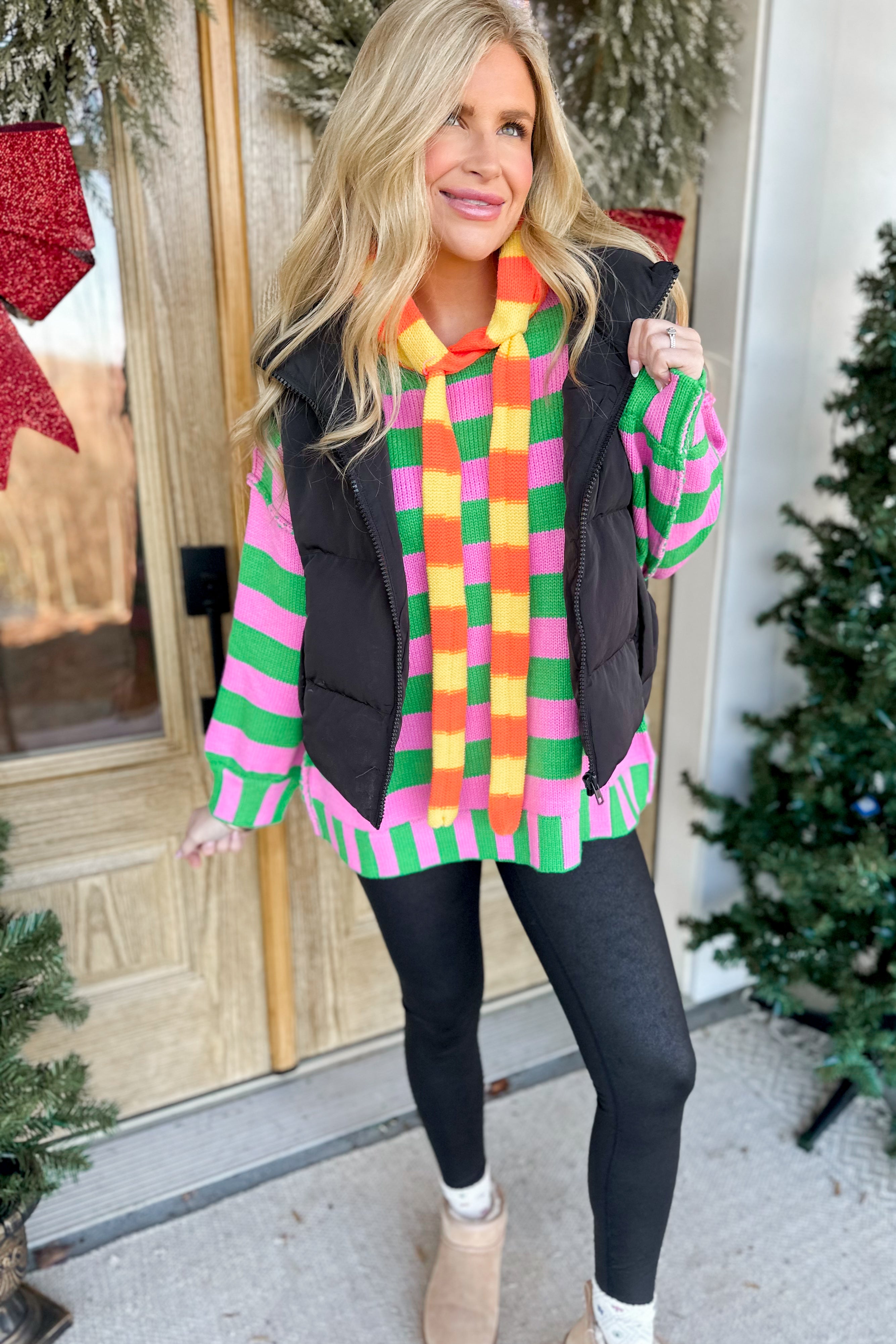 Candy Multi Stripe Long Sleeve Loose Fit Pullover - Be You Boutique