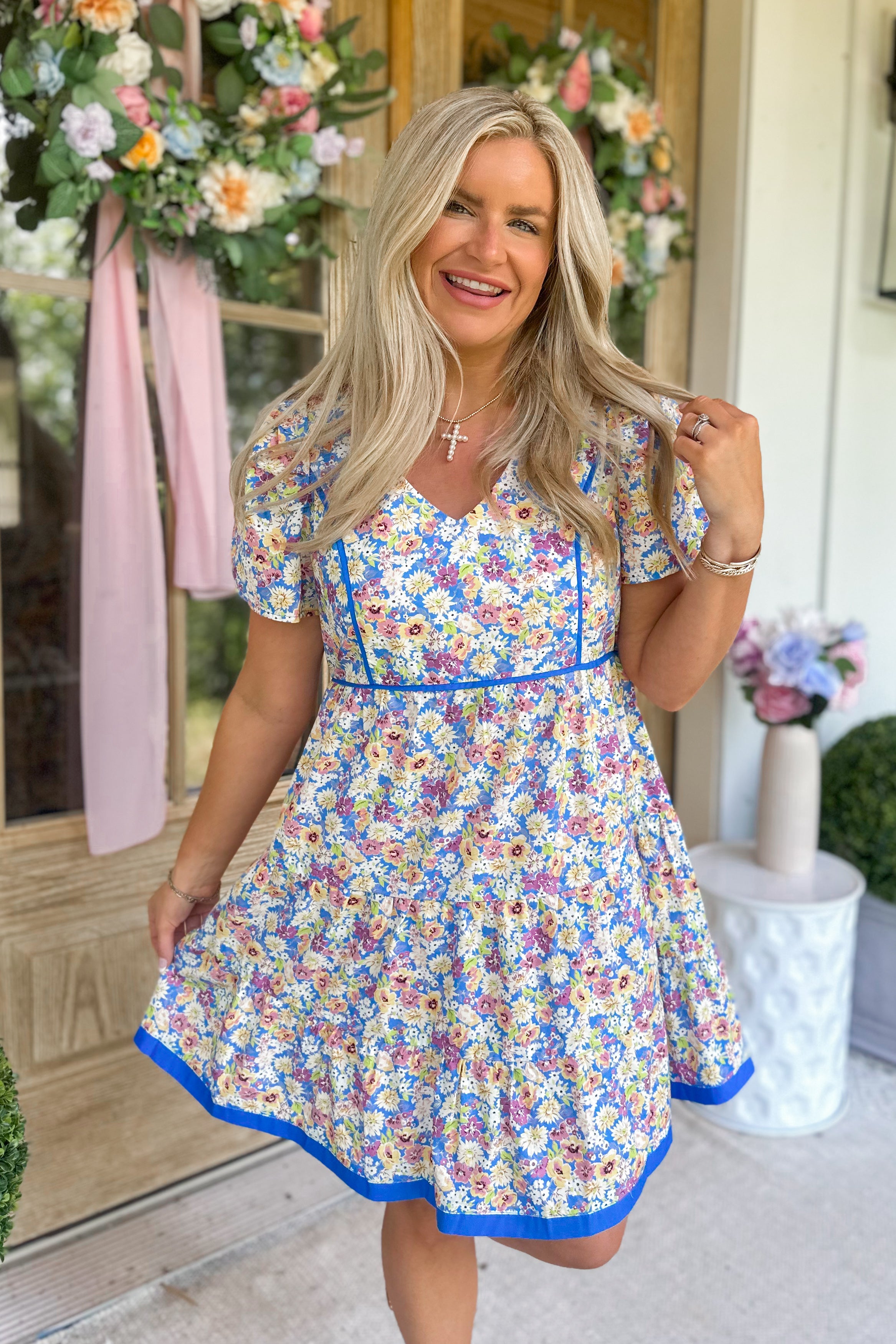 Lulu Floral Print Short Sleeve Dress - Be You Boutique