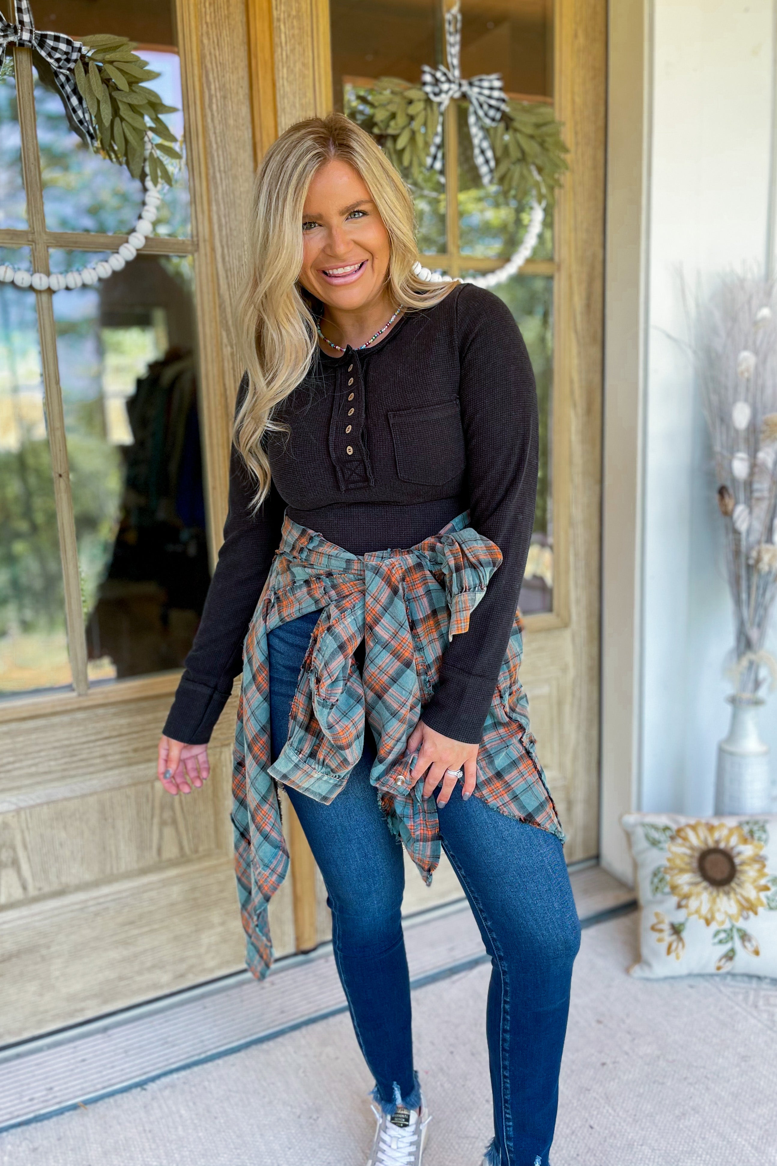 Clarence Mineral Washed Plaid Long Sleeve Shirt - Be You Boutique