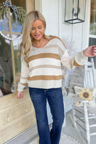 Tobias Multi Color Stripe Scoop Neck Sweater [S-3X] - Be You Boutique