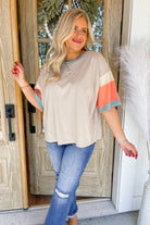 Melanie Short Sleeve Color Block Jersey Top - Be You Boutique