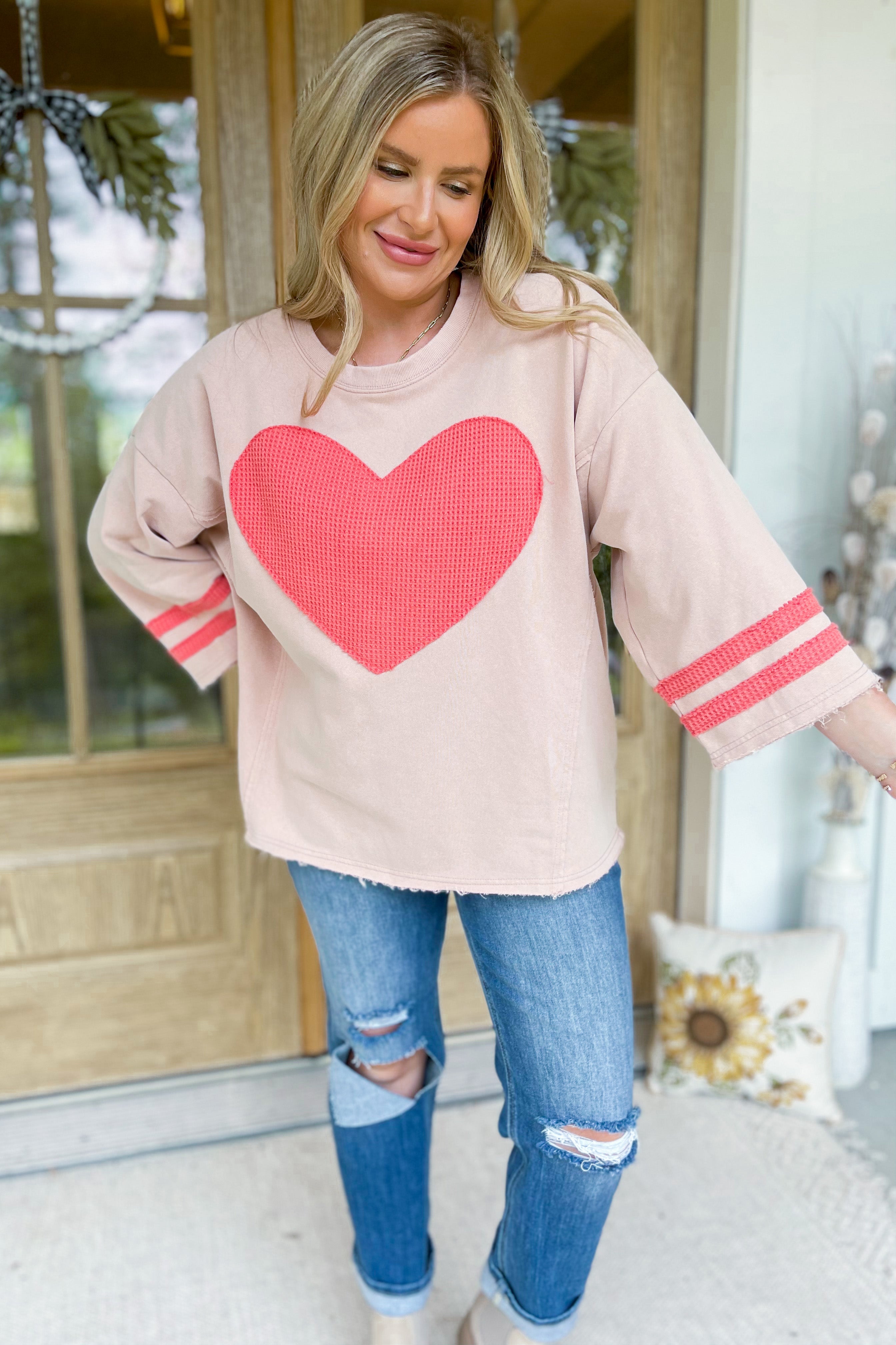 Kingston Heart Patch Mineral Washed Pullover - Be You Boutique