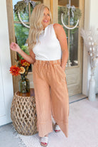 Caris Mineral Washed Upside Down Terry Knit Wide Leg Palazzo Pants - Be You Boutique