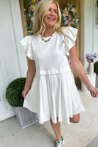 Blanche Round Neck Ruffle Sleeve Twofer Dress - Be You Boutique