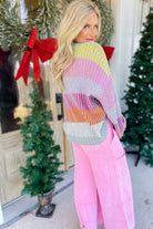 Eric Color Block Balloon Sleeve Pullover Sweater - Be You Boutique