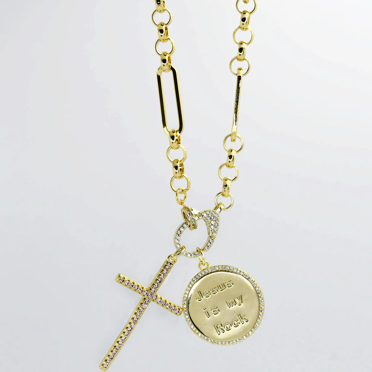 Treasure Jewels Jesus is My Rock Gold Necklace - Be You Boutique