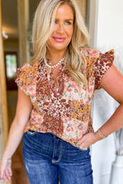 Tim Smocked Flutter Sleeve Blouse Top - Be You Boutique