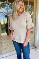 Taylor Cable Knit Half Sleeve Sweater Top - Be You Boutique