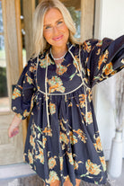 Grayson Floral Print V Neck Dress - Be You Boutique