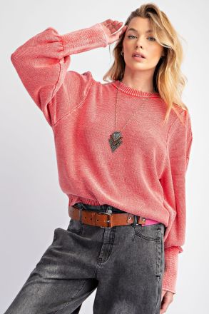 Rhoda Mineral Washed Long Sleeve Sweater Top - Be You Boutique