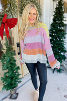 Eric Color Block Balloon Sleeve Pullover Sweater - Be You Boutique