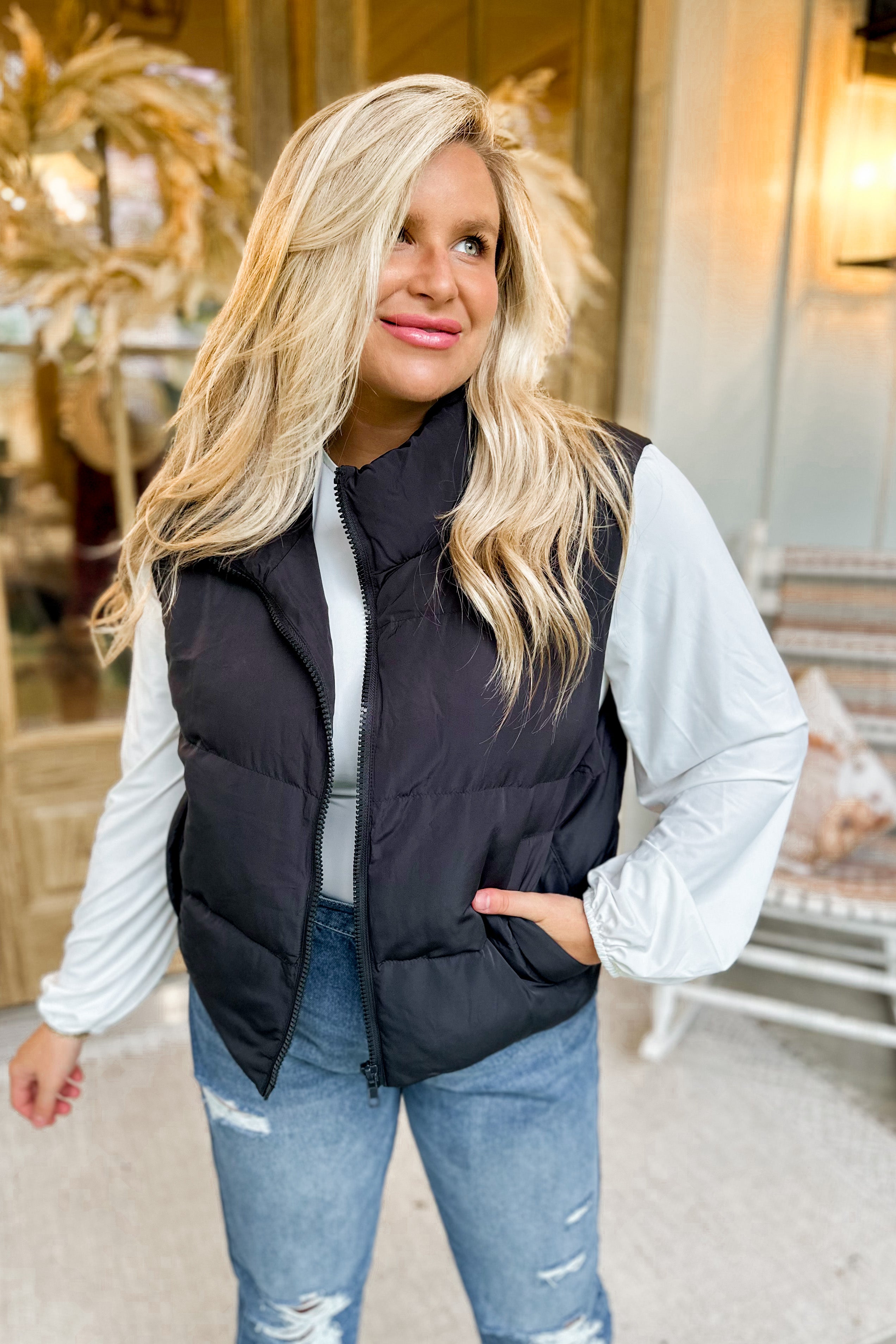 Cropped Puffer Vest (with hidden hoodie) – Thesierrapeakboutique