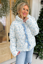 Patsy Floral Print Puffer Jacket with Contrasting Ribbon Bow - Be You Boutique