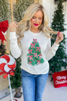 Christmas Tree Bow Long Sleeve Graphic Tee - Be You Boutique