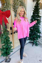 Caleb Colorblock Side Slit Long Sleeve Sweater - Be You Boutique