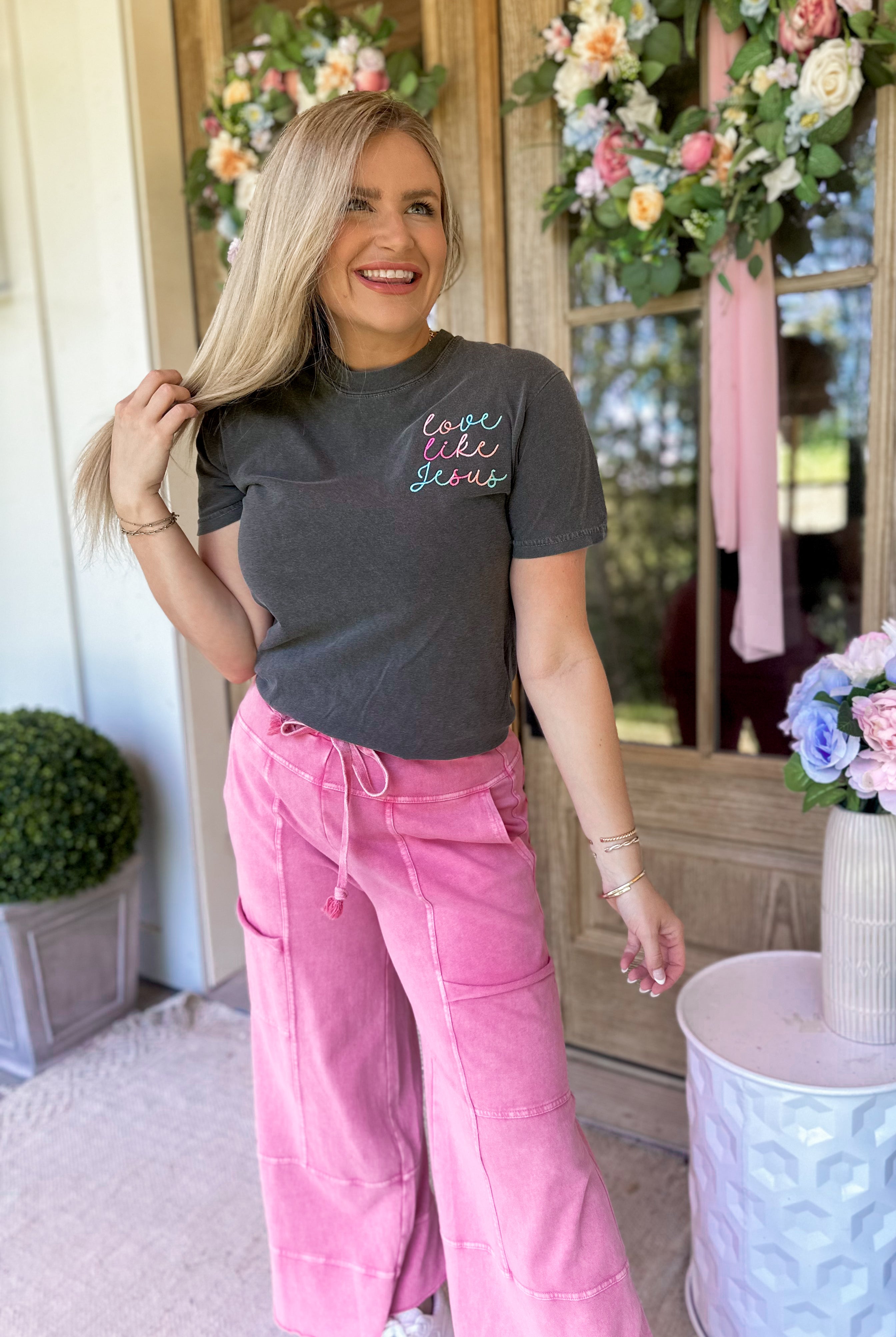 Love Like Jesus Embroidery Comfort Color Tee - Be You Boutique