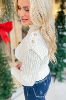 Mariah Mock Neck Button Detail Long Sleeve Sweater - Be You Boutique