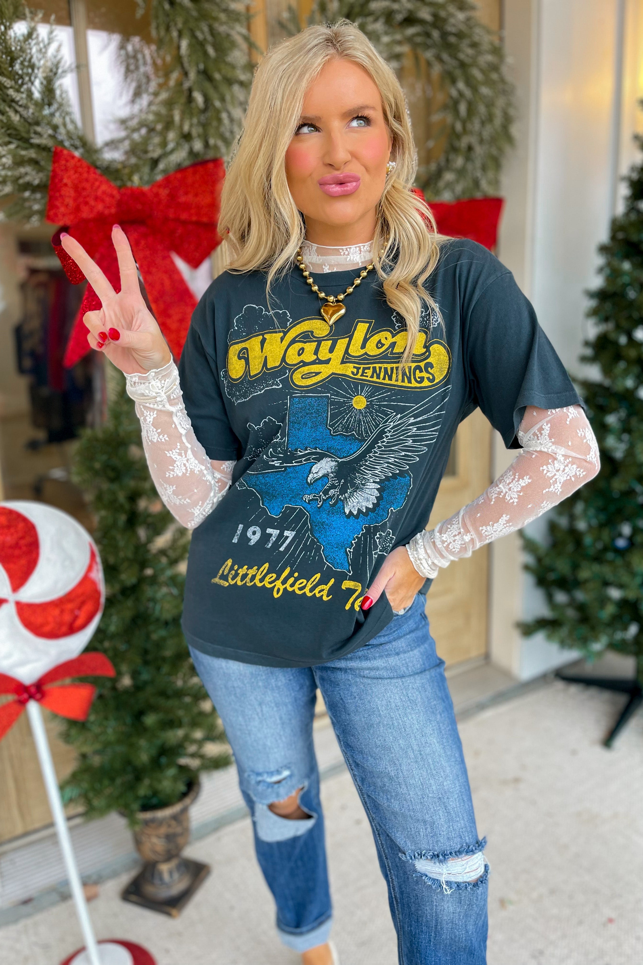 Daydreamer Waylon Jennings Littlefield Texas Weekend Tee - Be You Boutique