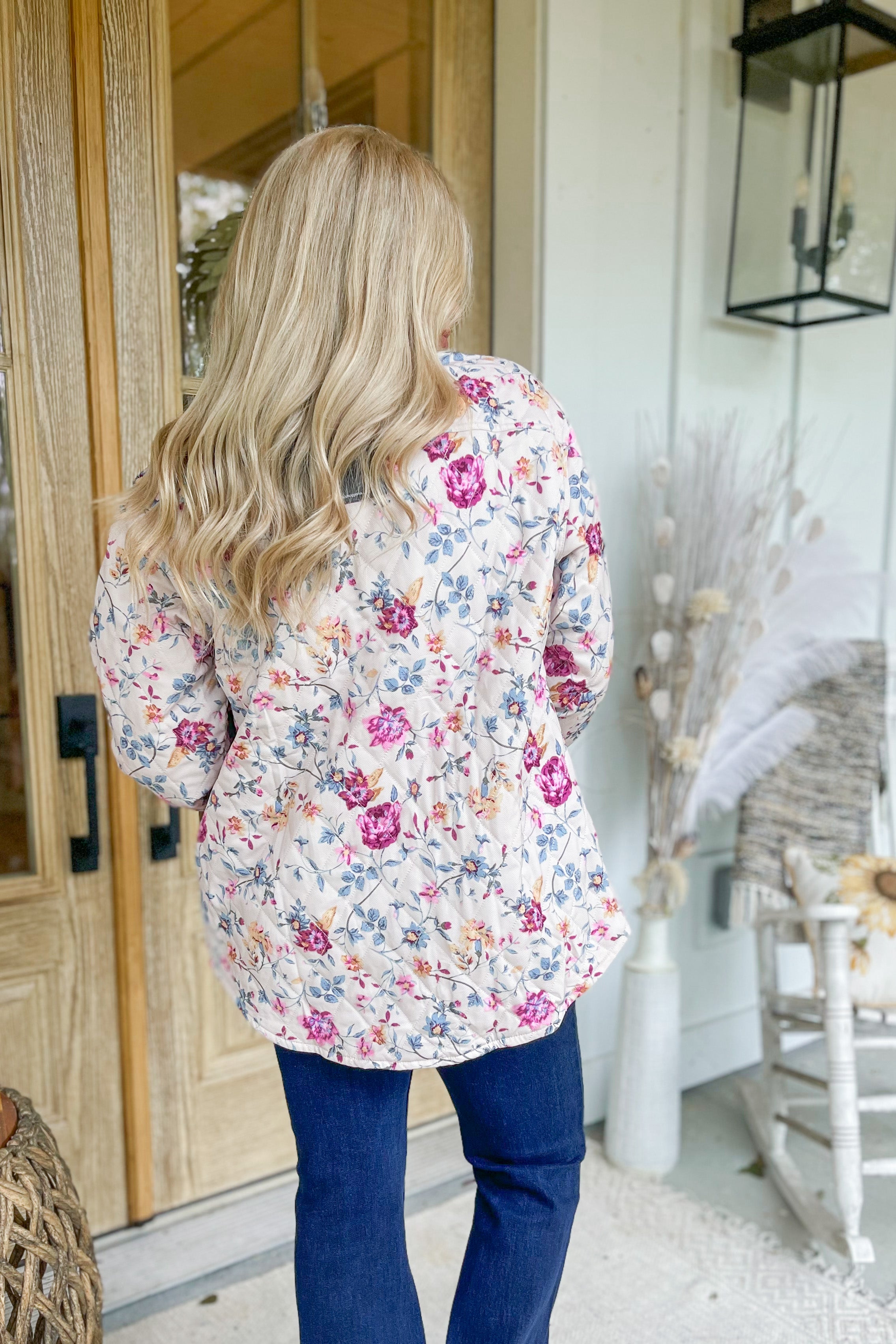 Penn Floral Quilted Oversized Button Down Jacket S 3X Be You Boutique