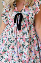 Hazel V Neck Floral Ruffle Sleeve Dress - Be You Boutique