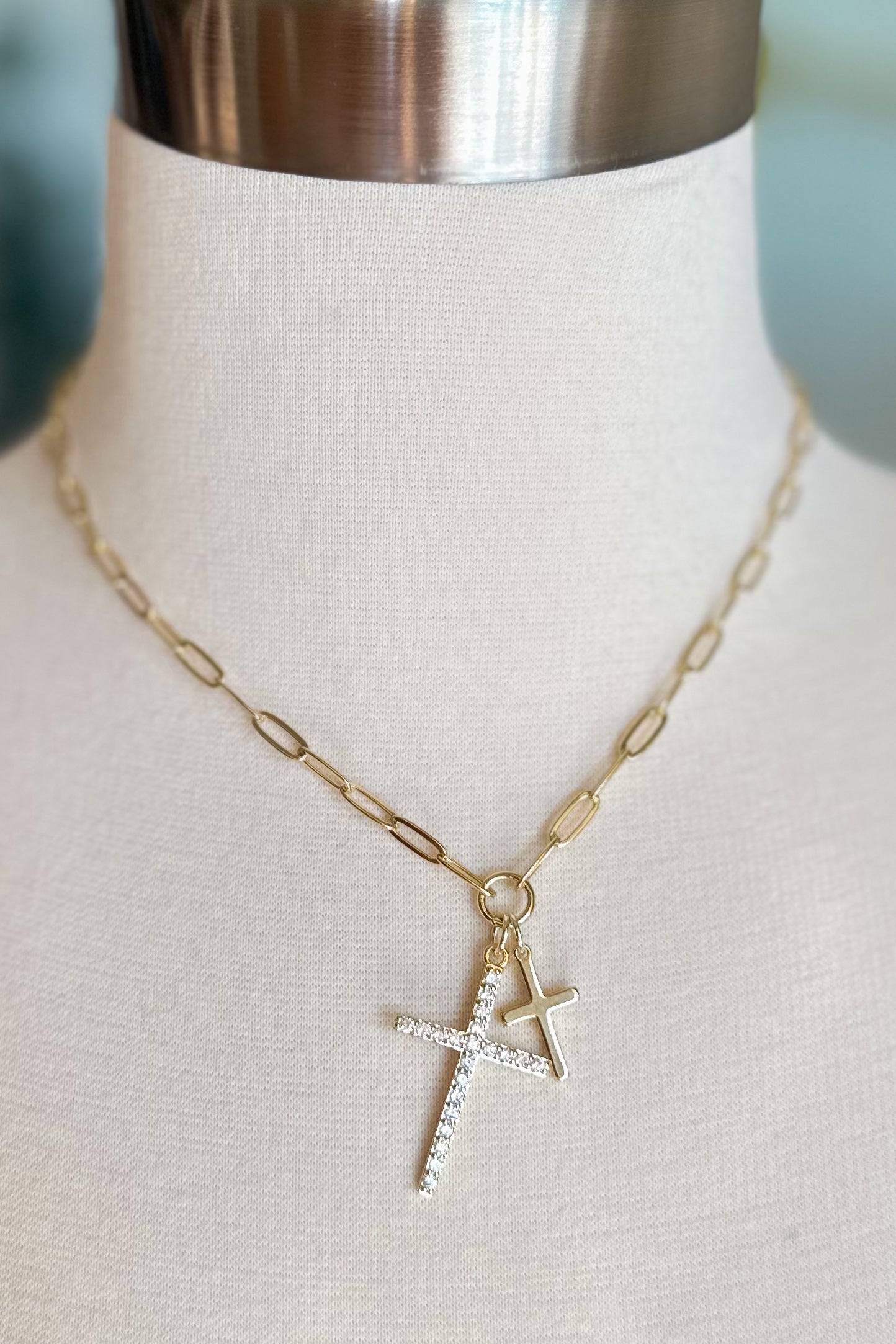 Treasure Jewels Double Cross Necklace - Be You Boutique