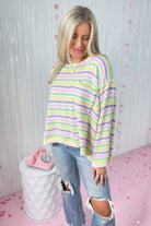 Yancy Multi Color Stripe Long Sleve Sweater - Be You Boutique