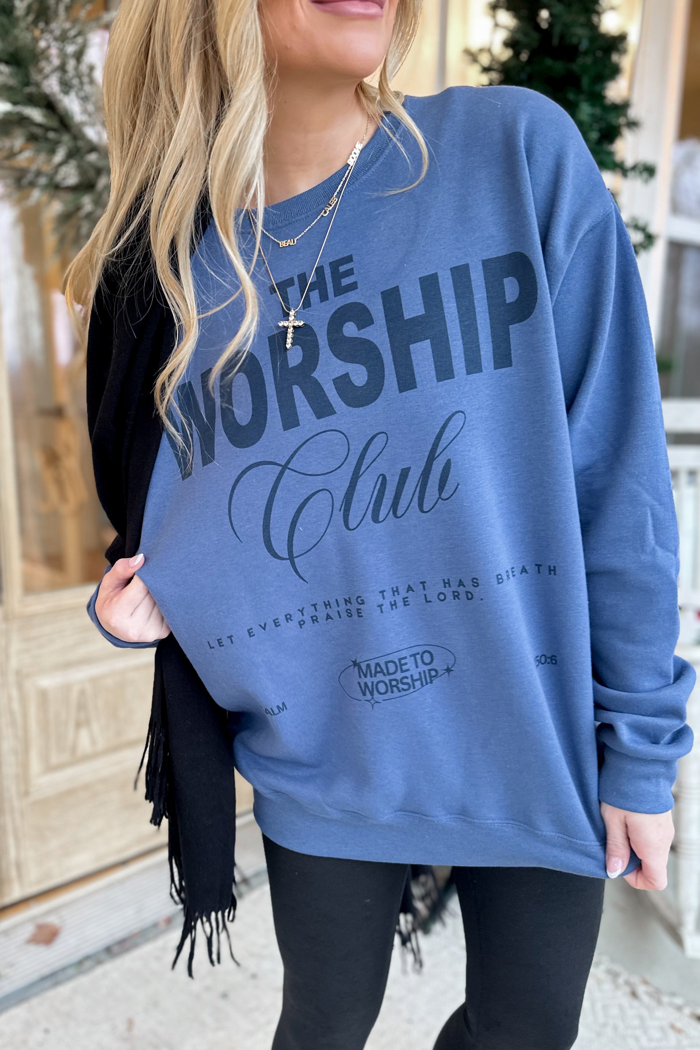 The Worship Club Long Sleeve Graphic Sweatshirt - Be You Boutique