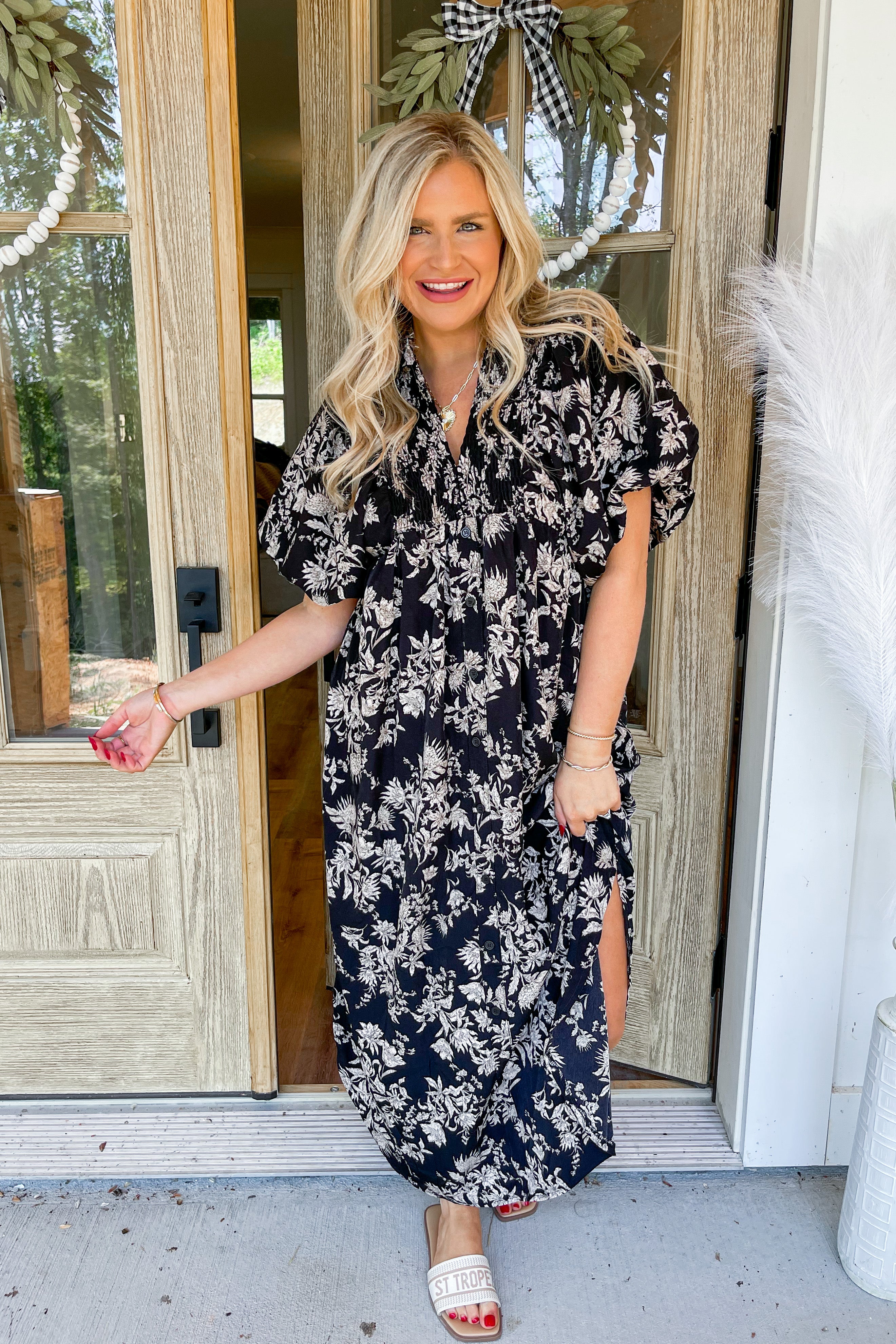 Dixon Short Sleeve Collared Floral Print Midi Dress - Be You Boutique