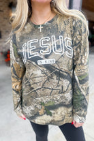 Jesus is King Long Sleeve Camo Tee [S~2x] - Be You Boutique