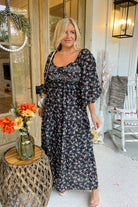 Brandi Bubble Sleeve Printed Maxi Dress - Be You Boutique