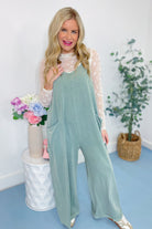 Marjorie Wide Leg Mineral Washed Cotton Span Jumpsuit - Be You Boutique