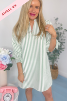 Samme Striped Ruffle V-Neck Dress - Be You Boutique