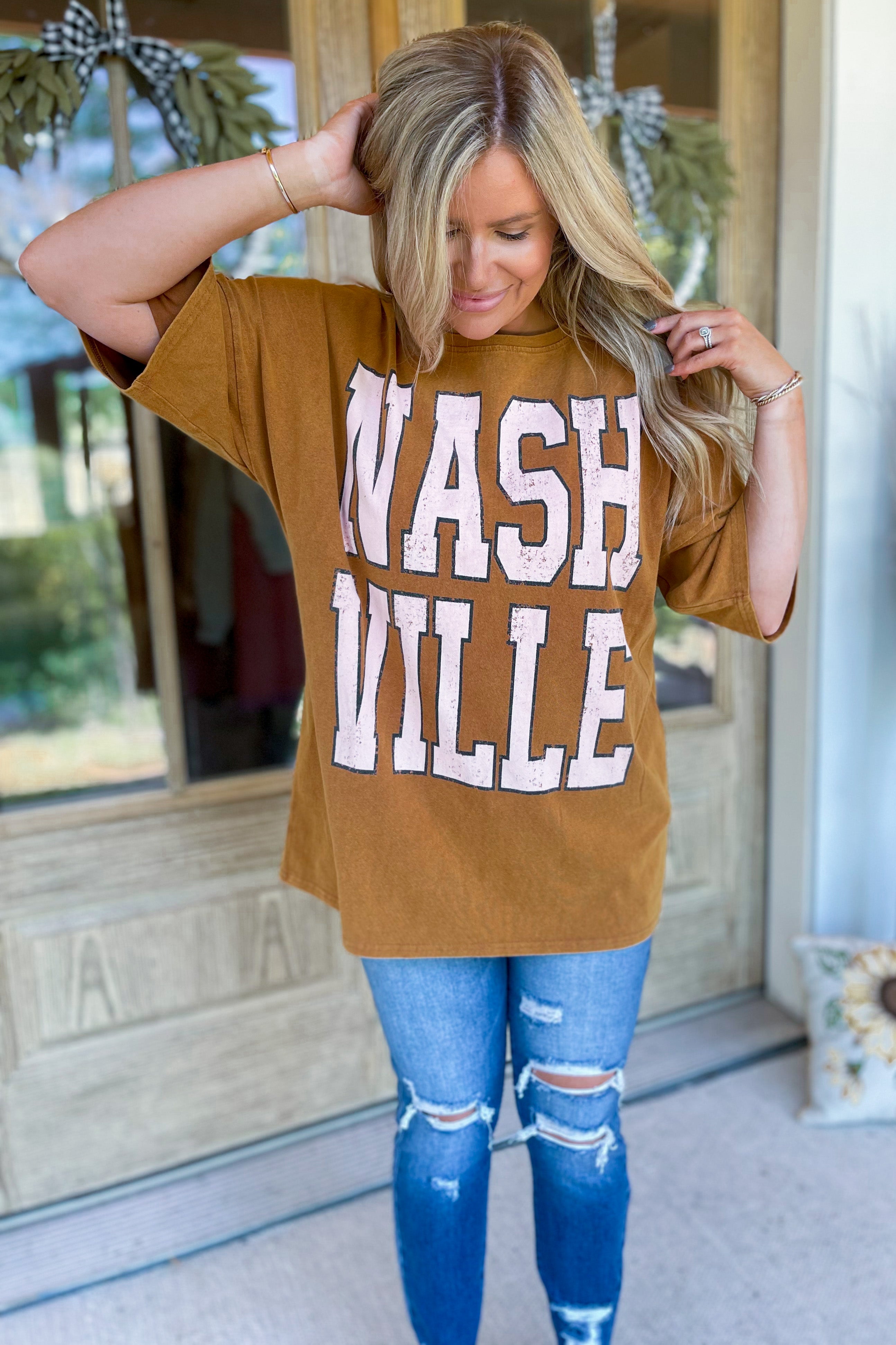 Mineral Washed Nashville Graphic Short Sleeve Printed Tee - Be You Boutique