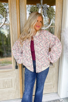 Jasper Floral Print Long Sleeve Zip Up Jacket - Be You Boutique