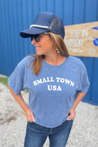 Small Town USA Mineral Washed Cropped Graphic Tee - Be You Boutique