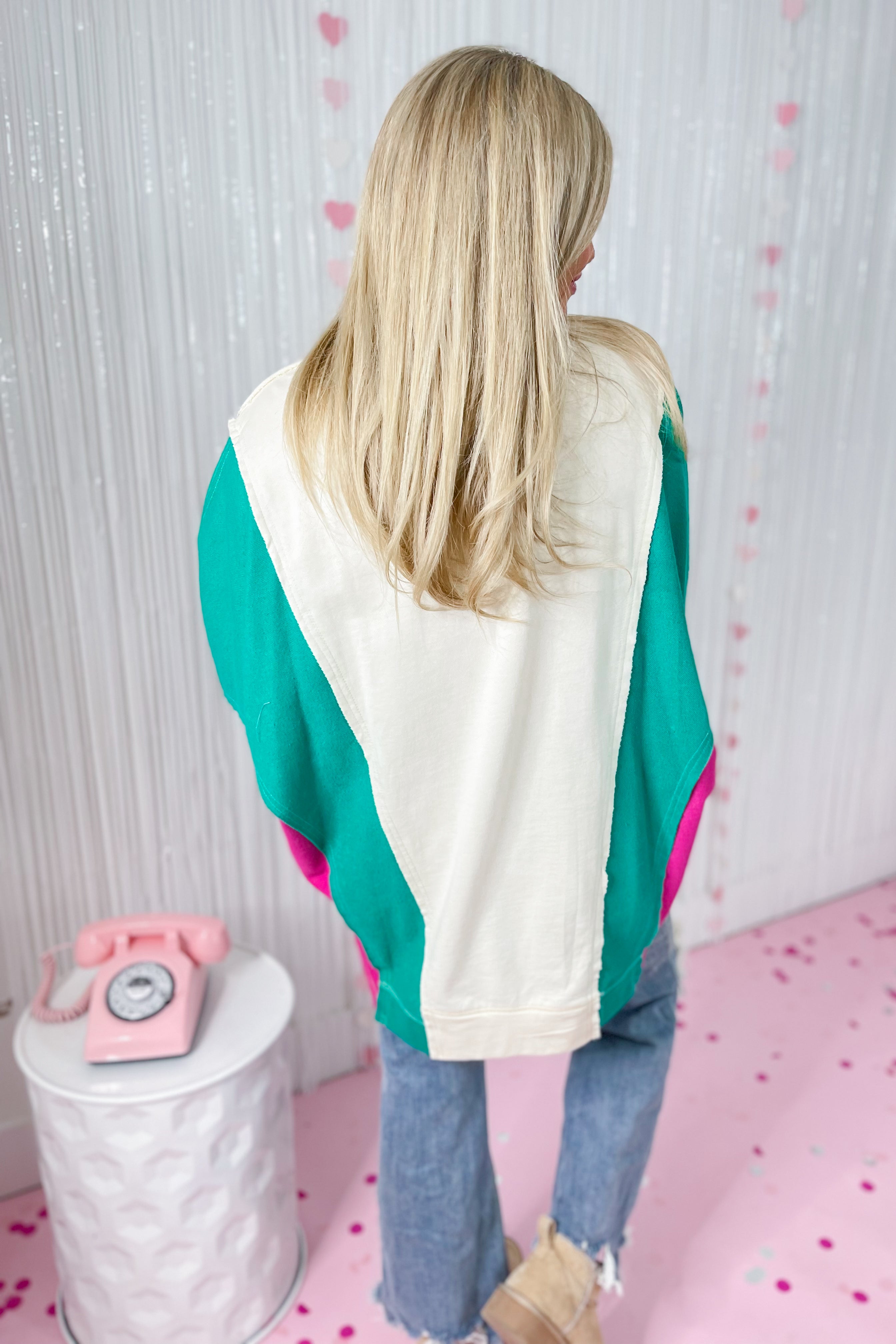 Emilia Oversized Long Sleeve Color Block Sweatshirt Top - Be You Boutique