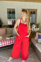 Cherry Effortless Mineral Washed Gauze Overall Bottoms - Be You Boutique