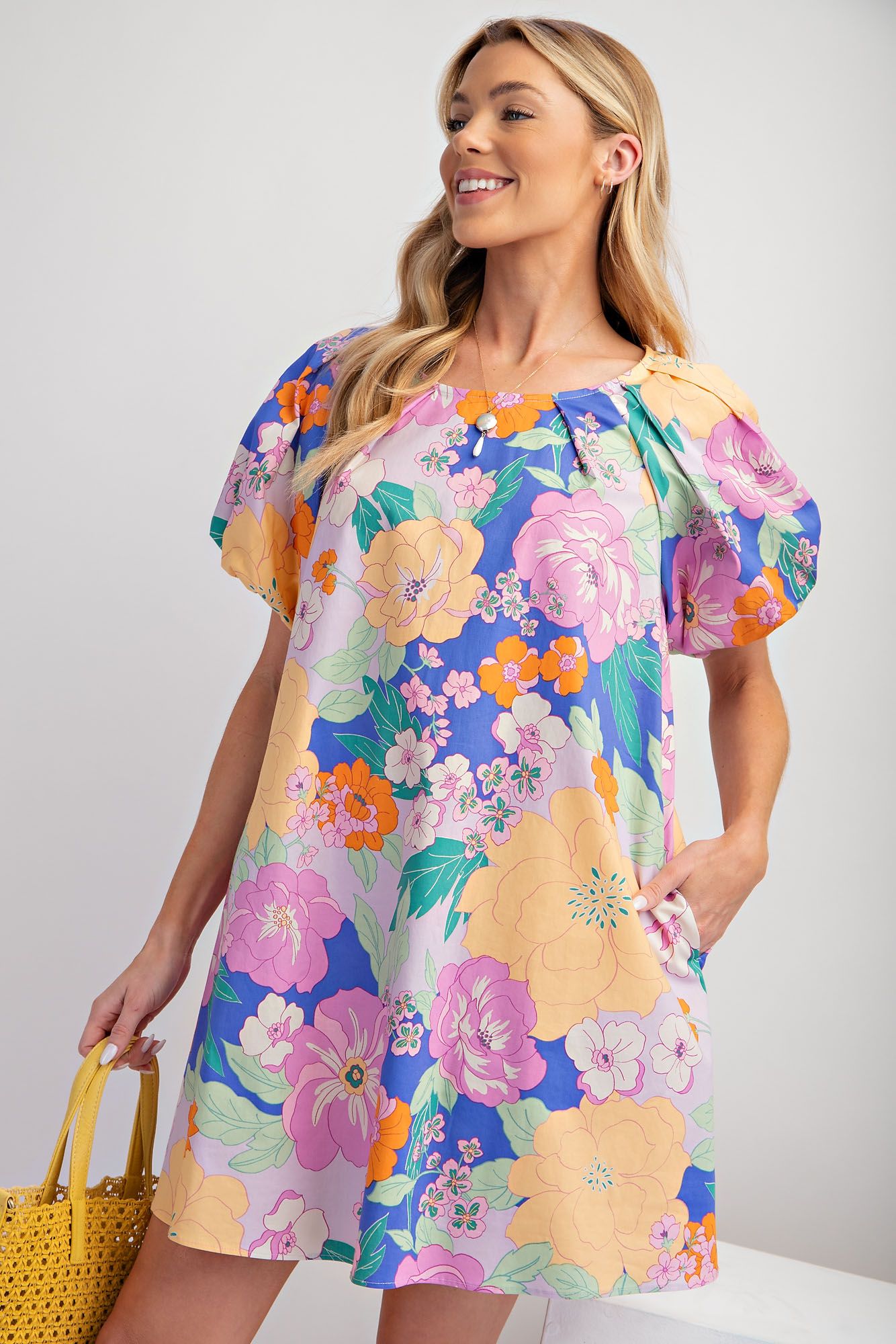 Mick Floral Print Round Neck Loose Fit Dress - Be You Boutique