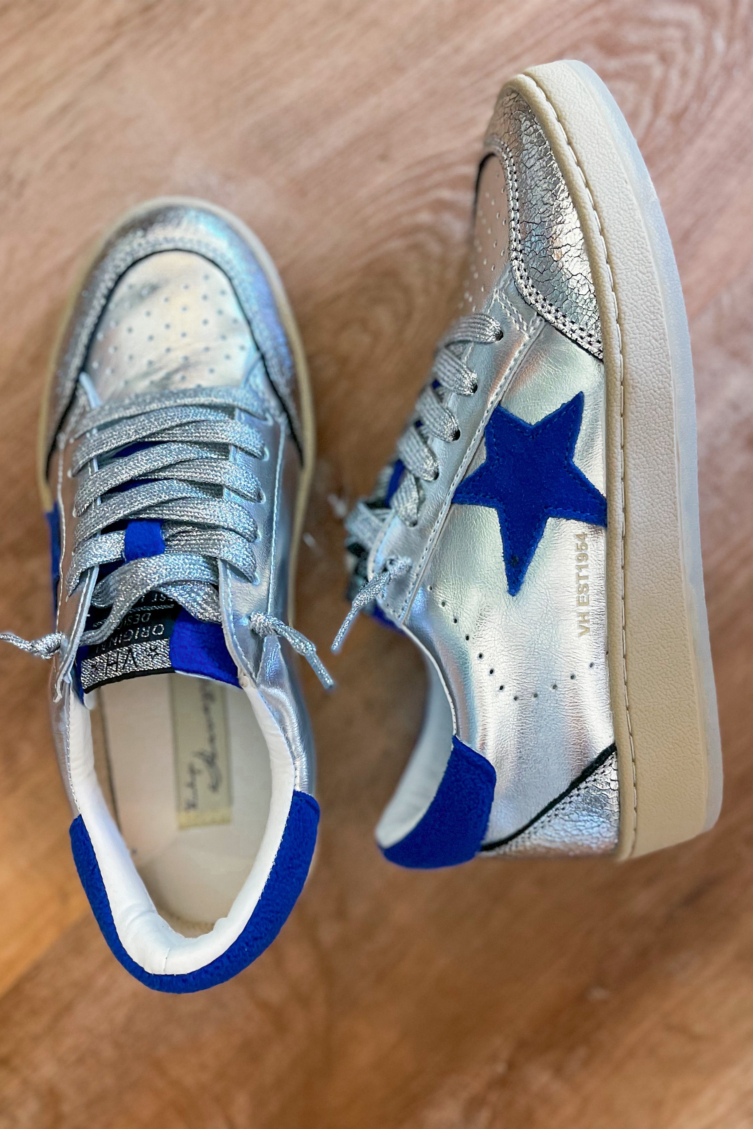 Vintage Havana Denisse 43 Metallic Washed Silver Blue Pop Low Top Sneaker - Be You Boutique