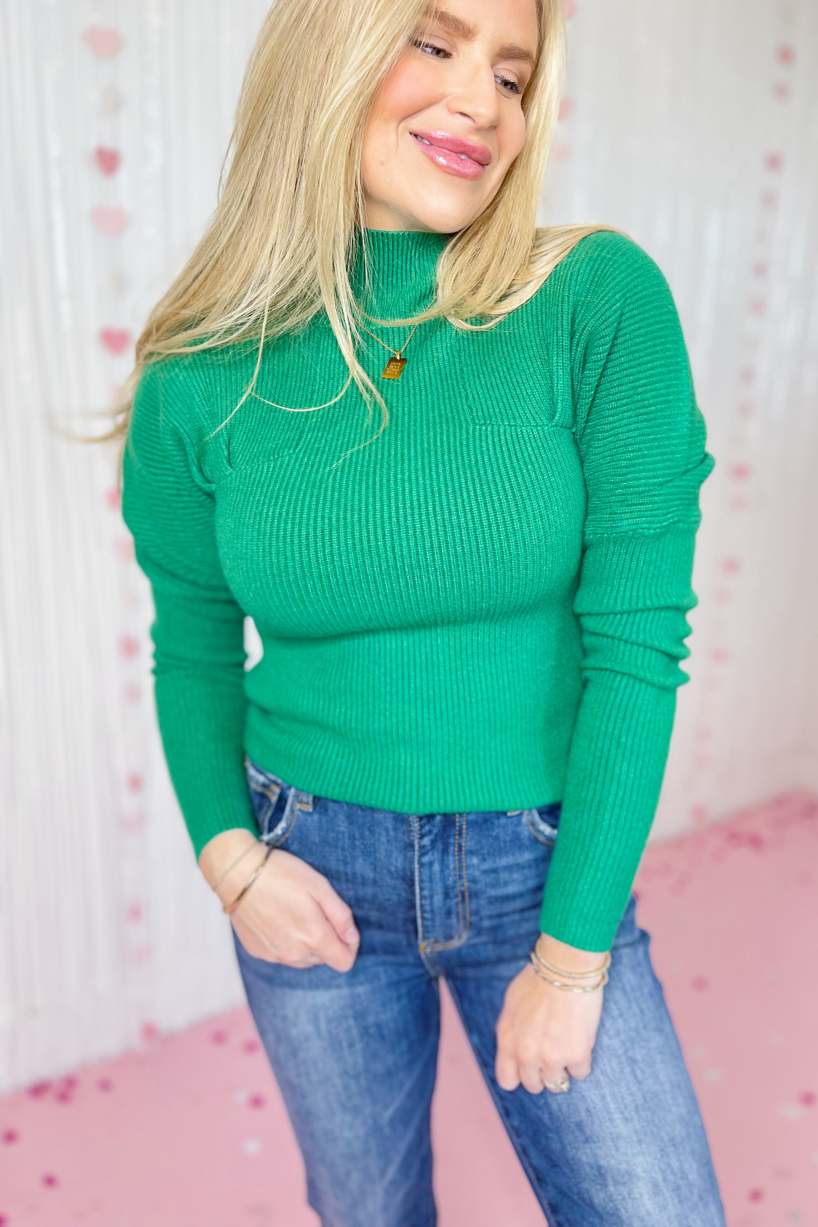 Callie Ribbed Mock Neck Long Sleeve Sweater - Be You Boutique