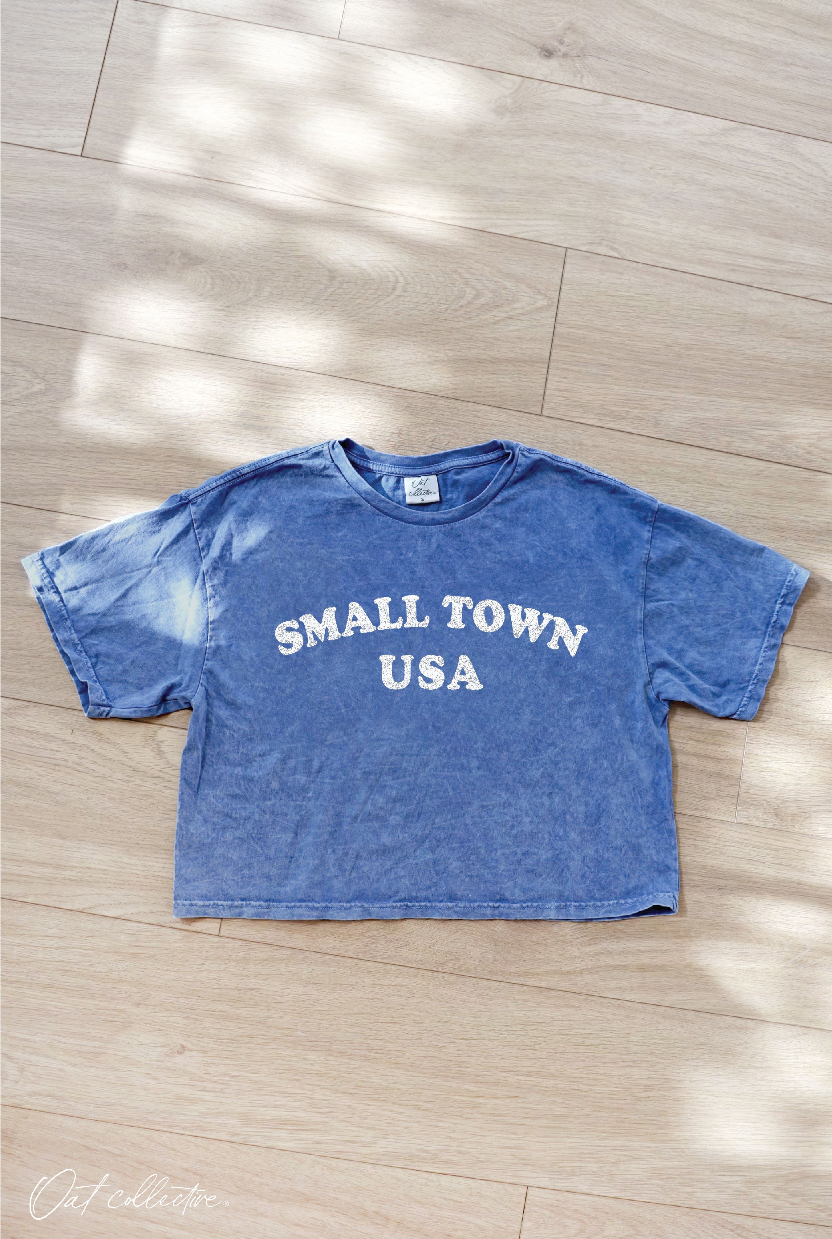 Small Town USA Mineral Washed Cropped Graphic Tee - Be You Boutique