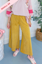 Rachel Washed Terry Knit Wide Leg Pant Bottom [S-3X] - Be You Boutique