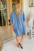 Wallace Denim Collared Half Sleeve Button Up Detail Dress - Be You Boutique